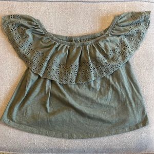 American Eagle, Forest Green, off the shoulder, crop